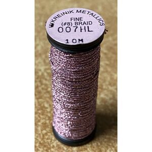 Kreinik #8 Fine Braid Metallic Thread - 10m - 007HL Pink Hi Luster